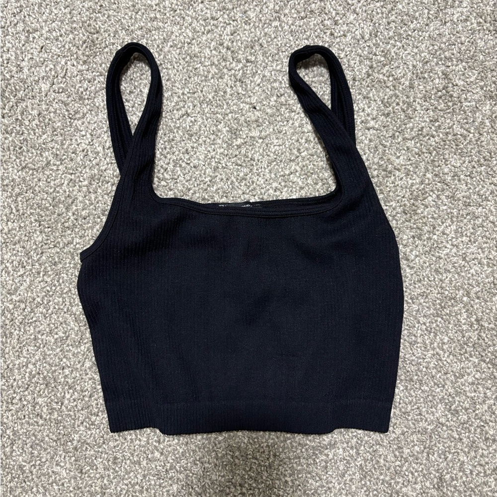 Zara Black Ribbed Crop‎ Top Size XS-S